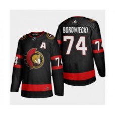 Men Ottawa Senators #74 Mark Borowiecki Black 2020-21 Authentic Player Away Stitched Hockey Jersey