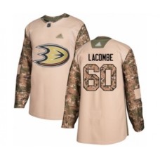 Men Anaheim Ducks #60 Jackson Lacombe Authentic Camo Veterans Day Practice Hockey Stitched Jersey