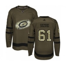 Men Carolina Hurricanes #61 Ryan Suzuki Authentic Green Salute to Service Hockey Stitched Jersey