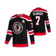 Men Chicago Blackhawks #7 Brent Seabrook Black 2020-21 Reverse Retro Alternate Hockey Stitched Jersey