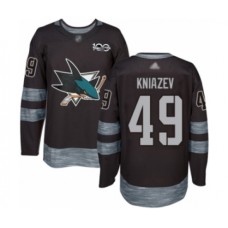 Men San Jose Sharks #49 Artemi Kniazev Authentic Black 1917-2017 100th Anniversary Hockey Stitched Jersey