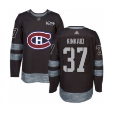 Men Montreal Canadiens #37 Keith Kinkaid Authentic Black 1917-2017 100th Anniversary Hockey Stitched Jersey