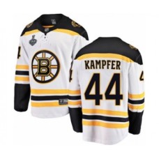 Men Boston Bruins #44 Steven Kampfer Authentic White Away Fanatics Branded Breakaway 2019 Stanley Cup Final Bound Hockey Jersey