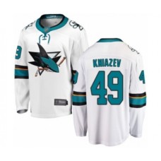 Men San Jose Sharks #49 Artemi Kniazev Fanatics Branded White Away Breakaway Hockey Stitched Jersey