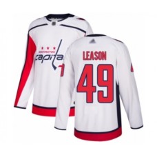 Men Washington Capitals #49 Brett Leason Authentic White Away Hockey Stitched Jersey