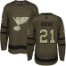 Men Adidas St. Louis Blues #21 Tyler Bozak Authentic Green Salute to Service NHL Jersey