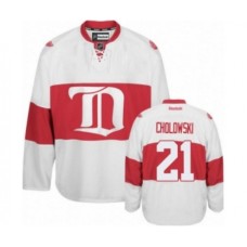 Men Reebok Detroit Red Wings #21 Dennis Cholowski Premier White Third NHL Jersey