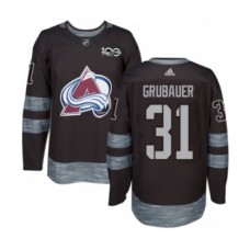 Men Adidas Colorado Avalanche #31 Philipp Grubauer Authentic Black 1917-2017 100th Anniversary NHL Jersey