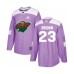 Men Minnesota Wild #23 J.T. Brown Authentic Purple Fights Cancer Practice Hockey Stitched Jersey