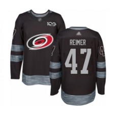 Men Carolina Hurricanes #47 James Reimer Authentic Black 1917-2017 100th Anniversary Hockey Stitched Jersey