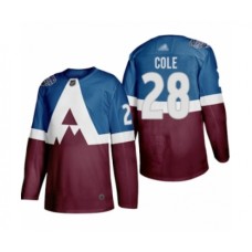 Men Colorado Avalanche #28 Ian Cole Authentic Burgundy Blue 2020 Stadium Series Hockey Stitched Jersey