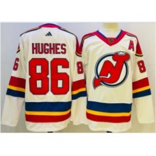 Men New Stitched Jersey Devils #86 Jack Hughes White 2022 Reverse Retro Authentic Stitched Jersey