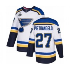 Men St. Louis Blues #27 Alex Pietrangelo Authentic White Away 2019 Stanley Cup Champions Hockey Jersey