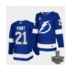 Men Adidas Lightning #21 Brayden Point Blue Home Authentic 2021 Stanley Cup Stitched Jersey