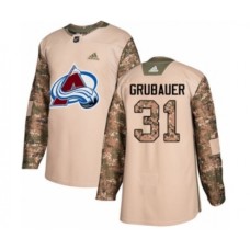 Men Adidas Colorado Avalanche #31 Philipp Grubauer Authentic Camo Veterans Day Practice NHL Jersey