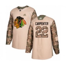 Men Chicago Blackhawks #22 Ryan Carpenter Authentic Camo Veterans Day Practice Hockey Stitched Jersey