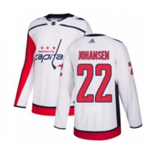 Men Washington Capitals #22 Lucas Johansen Authentic White Away Hockey Stitched Jersey