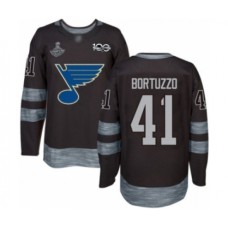 Men St. Louis Blues #41 Robert Bortuzzo Authentic Black 1917-2017 100th Anniversary 2019 Stanley Cup Champions Hockey Jersey