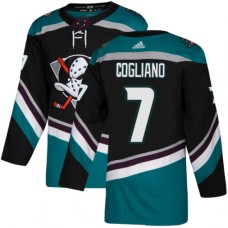 Men Adidas Anaheim Ducks #7 Andrew Cogliano Authentic Black Teal Third NHL Jersey