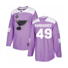 Men St. Louis Blues #49 Ivan Barbashev Authentic Purple Fights Cancer Practice 2019 Stanley Cup Final Bound Hockey Jersey