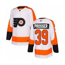 Men Philadelphia Flyers #39 Nate Prosser Authentic White Away Hockey Stitched Jersey