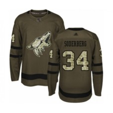 Men Arizona Coyotes #34 Carl Soderberg Authentic Green Salute to Service Hockey Stitched Jersey