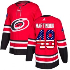 Men Adidas Carolina Hurricanes #48 Jordan Martinook Authentic Red USA Flag Fashion NHL Jersey