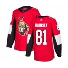 Men Ottawa Senators #81 Ron Hainsey Authentic Red Home Hockey Stitched Jersey