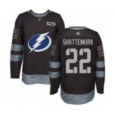 Men Tampa Bay Lightning #22 Kevin Shattenkirk Authentic Black 1917-2017 100th Anniversary Hockey Stitched Jersey