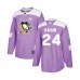 Men Pittsburgh Penguins #24 Dominik Kahun Authentic Purple Fights Cancer Practice Hockey Stitched Jersey