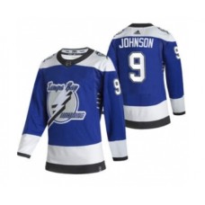 Men Tampa Bay Lightning #9 Tyler Johnson Blue 2020-21 Reverse Retro Alternate Hockey Stitched Jersey