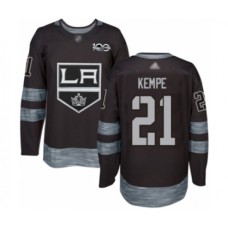 Men Los Angeles Kings #21 Mario Kempe Authentic Black 1917-2017 100th Anniversary Hockey Stitched Jersey