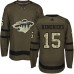 Men Adidas Minnesota Wild #15 Matt Hendricks Premier Green Salute to Service NHL Jersey