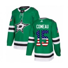 Men Adidas Dallas Stars #15 Blake Comeau Authentic Green USA Flag Fashion NHL Jersey