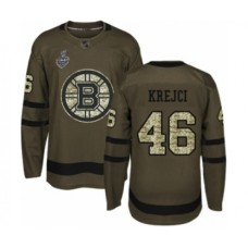 Men Boston Bruins #46 David Krejci Authentic Green Salute to Service 2019 Stanley Cup Final Bound Hockey Jersey