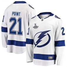 Men Tampa Bay Lightning #21 Brayden Point Fanatics Branded White Away 2020 Stanley Cup Champions Breakaway Stitched Jersey