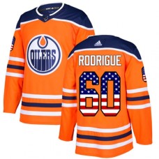 Men Adidas Edmonton Oilers #60 Olivier Rodrigue Authentic Orange USA Flag Fashion NHL Jersey