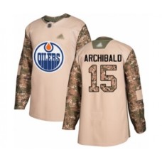 Men Edmonton Oilers #15 Josh Archibald Authentic Camo Veterans Day Practice Hockey Stitched Jersey