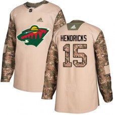 Men Adidas Minnesota Wild #15 Matt Hendricks Authentic Camo Veterans Day Practice NHL Jersey