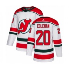 Men Adidas New Jersey Devils #20 Blake Coleman Premier White Alternate NHL Jersey