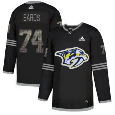 Men Adidas Nashville Predators #74 Juuse Saros Black Authentic Classic Stitched NHL Jersey