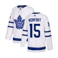 Men Toronto Maple Leafs #15 Alexander Kerfoot Authentic White Away Hockey Stitched Jersey