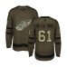 Men Detroit Red Wings #61 Jacob de la Rose Authentic Green Salute to Service Hockey Stitched Jersey