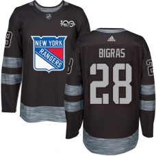 Men Adidas New York Rangers #28 Chris Bigras Authentic Black 1917-2017 100th Anniversary NHL Jersey