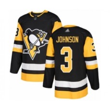 Men Pittsburgh Penguins #3 Jack Johnson Authentic Black Home Hockey Stitched Jersey