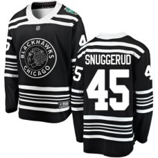 Men Chicago Blackhawks #45 Luc Snuggerud Black 2019 Winter Classic Fanatics Branded Breakaway NHL Jersey