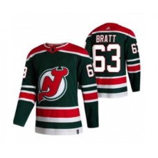 Men New Stitched Jersey Devils #63 Jesper Bratt Green 2020-21 Reverse Retro Alternate Hockey Stitched Jersey