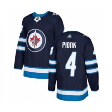 Men Winnipeg Jets #4 Neal Pionk Authentic Navy Blue Home Hockey Stitched Jersey