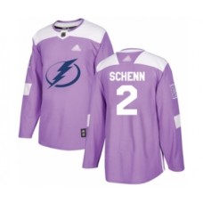 Men Tampa Bay Lightning #2 Luke Schenn Authentic Purple Fights Cancer Practice Hockey Stitched Jersey