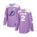 Men Tampa Bay Lightning #2 Luke Schenn Authentic Purple Fights Cancer Practice Hockey Stitched Jersey